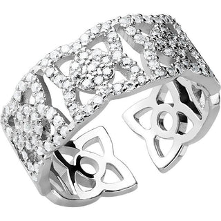 Fingerring Blumen Zirkonia Verstellbar Silber