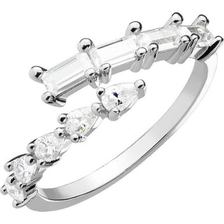 Fingerring Princess Cut Zirkonia Verstellbar Silber