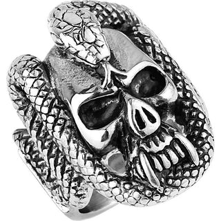Fingerring Totenkopf Schlange Silber