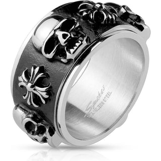 Fingerring Totenkopf Keltenkreuz Silber