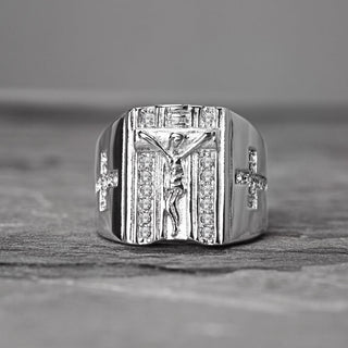 Fingerring Jesuskreuz Zirkonia Silber