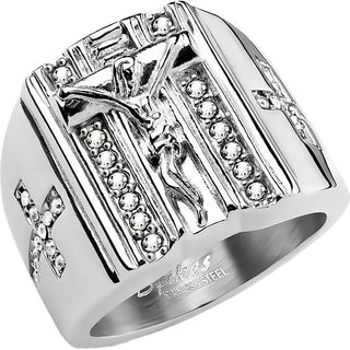 Fingerring Jesuskreuz Zirkonia Silber