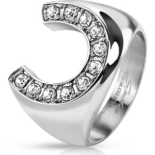 Fingerring Hufeisen Zirkonia Silber