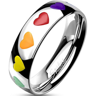 Fingerring Herz Regenbogen Silber