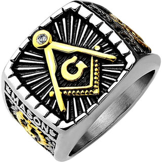 Fingerring Freimaurer Zirkonia Gold Silber