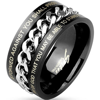 Fingerring Kette Gravur Schwarz Silber