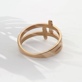 Fingerring Doppel Kreuz Roségold