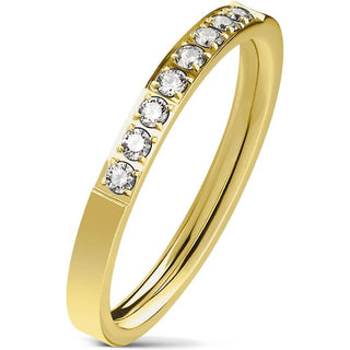 Fingerring 8 Zirkonia Gold
