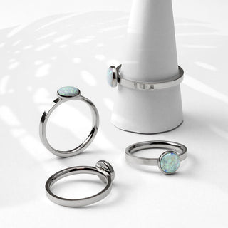 Fingerring Opal Rund Silber