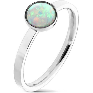 Fingerring Opal Rund Silber