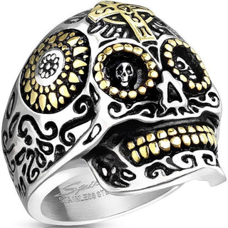 Fingerring Totenkopf Gold Silber