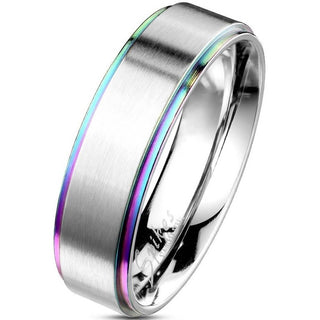Fingerring Linie Regenbogen Silber