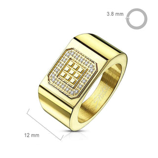Fingerring Quadrat Zirkonia Gold