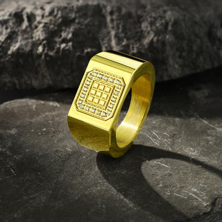 Fingerring Quadrat Zirkonia Gold