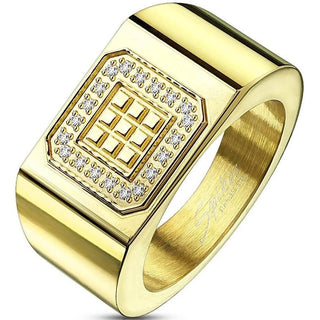 Fingerring Quadrat Zirkonia Gold
