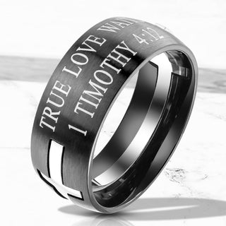 Fingerring Gravur Schwarz