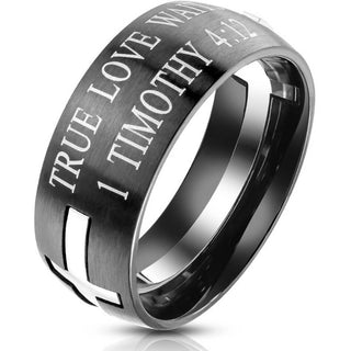 Fingerring Gravur Schwarz