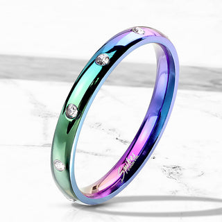 Fingerring 10 Zirkonia Regenbogen