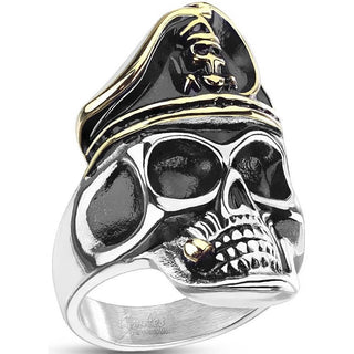 Fingerring Totenkopf Pirat Silber Gold
