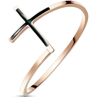Fingerring Kreuz Schwarz Gold Schwarz