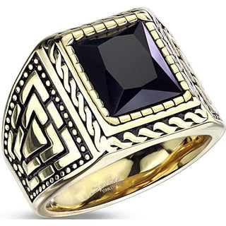 Fingerring Viereck Zirkonia Gold