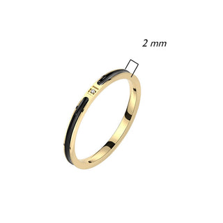 Fingerring Zirkonia Schwarz Gold