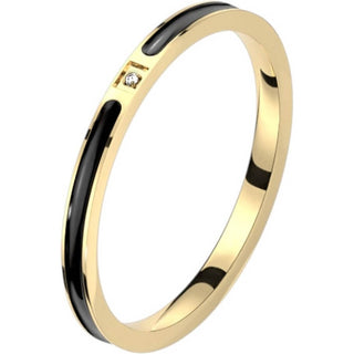 Fingerring Zirkonia Schwarz Gold
