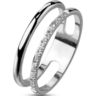 Fingerring Doppel Ring Zirkonia Silber