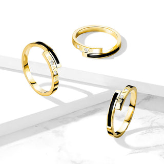 Fingerring Zirkonia Ziffer Gravur Gold