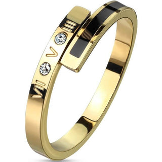 Fingerring Zirkonia Ziffer Gravur Gold