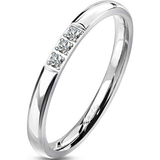 Fingerring 3 Zirkonia Silber