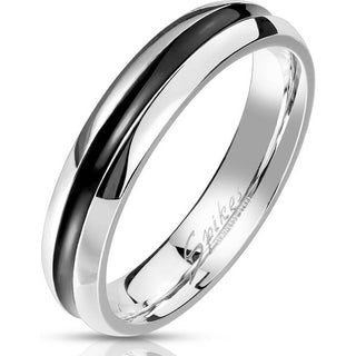 Fingerring Schwarz Silber Schwarz