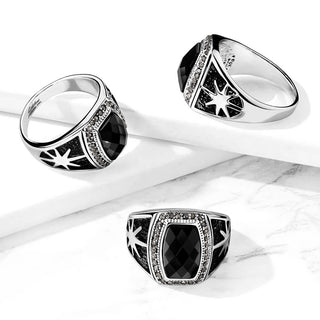 Fingerring Zirkonia Silber Schwarz