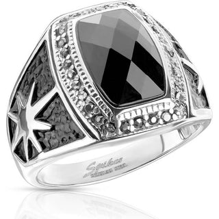 Fingerring Zirkonia Silber Schwarz