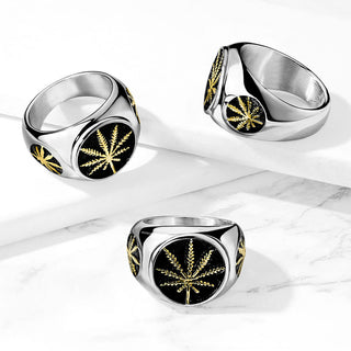 Fingerring Hanfblatt Gold Silber