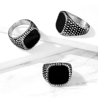 Fingerring Schwarz Silber