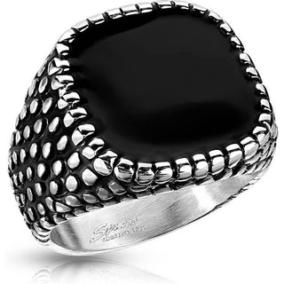 Fingerring Schwarz Silber
