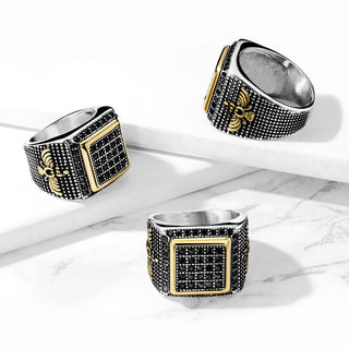 Fingerring Quadrat Zirkonia Silber Gold