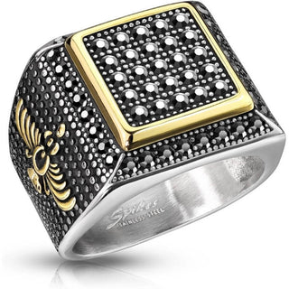 Fingerring Quadrat Zirkonia Silber Gold