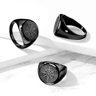 Fingerring Kompass Schwarz