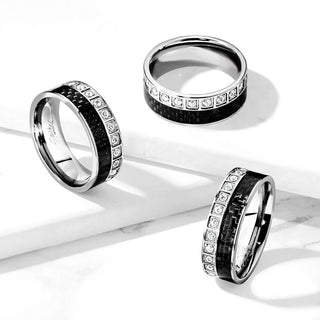 Fingerring Zirkonia Schwarz Silber