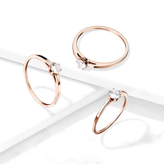 Fingerring Zirkonia Rund Roségold