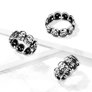 Fingerring Totenköpfe Silber