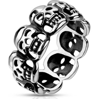 Fingerring Totenköpfe Silber