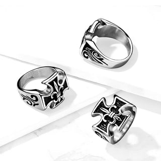 Fingerring Eisernes Kreuz Fleur de Lis Silber