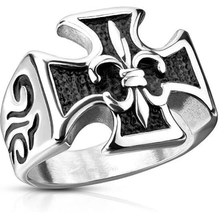Fingerring Eisernes Kreuz Fleur de Lis Silber