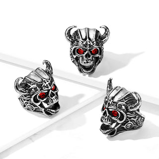 Fingerring Totenkopf Zirkonia Silber