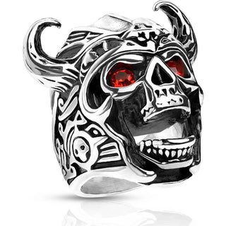Fingerring Totenkopf Zirkonia Silber