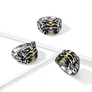 Fingerring Totenkopf Gold Silber