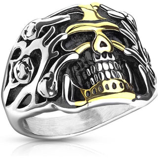 Fingerring Totenkopf Gold Silber